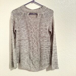 Gray Sweater Women’s S Long Sleeve Knit Keyhole Pullover